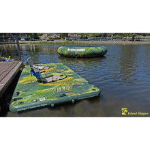 Island Hopper 10′ Lakeside Topical Graphic Series Inflatable Floating Dock and Bouncer Slide - Water Toys