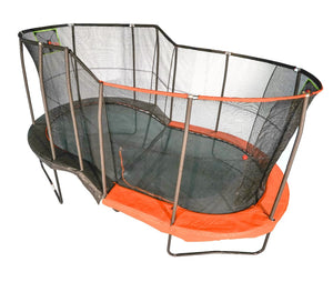 JumpKing 10’ x 17’ Oval Multi Level Heavy Duty Trampoline With Toss Game and Hoop Accessory Model JKLCOV1017C4