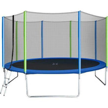 B2B 12FT Trampoline for Kids with Safety Enclosure Net Ladder and 8 Wind Stakes Round Outdoor Recreational Trampoline - SW000040AAC - Round