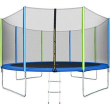 B2B 14FT Trampoline for Kids with Safety Enclosure Net Ladder and 8 Wind Stakes Round Outdoor Recreational Trampoline - SW000037AAC - Round
