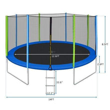 B2B 14FT Trampoline for Kids with Safety Enclosure Net Ladder and 8 Wind Stakes Round Outdoor Recreational Trampoline - SW000037AAC - Round