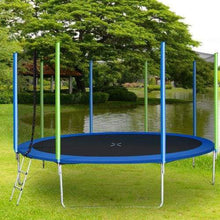 B2B 14FT Trampoline for Kids with Safety Enclosure Net Ladder and 8 Wind Stakes Round Outdoor Recreational Trampoline - SW000037AAC - Round