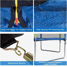 B2B 14FT Trampoline for Kids with Safety Enclosure Net Ladder and 8 Wind Stakes Round Outdoor Recreational Trampoline - SW000037AAC - Round