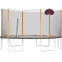 B2B 14FT outdoor garden powder-coated trampoline with basketball hoop ladder and enclosure - W550S00001 - Round Trampolines