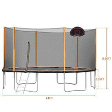 B2B 14FT outdoor garden powder-coated trampoline with basketball hoop ladder and enclosure - W550S00001 - Round Trampolines