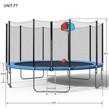 B2B 15 FT Round Trampoline with Safety Enclosure Basketball Hoop and Ladder - SM000020CAA - Round Trampolines