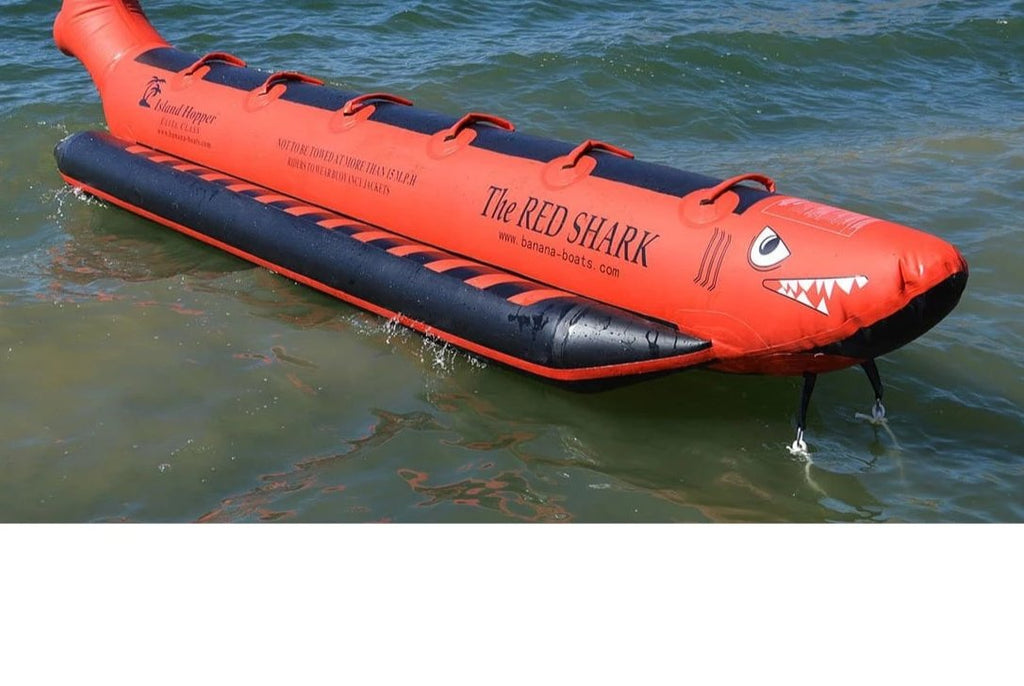 Bouncy Trampolines - Island Hopper Red Shark Banana Boat 6