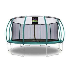 Moxie™ Pumpkin-Shaped Outdoor Trampoline Set with Premium Top-Ring Frame Safety Enclosure 16 FT - Dark Green - Round Trampolines