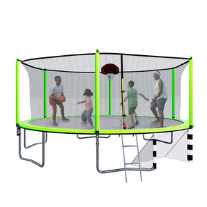 SkyBound SkySoar 16ft Outdoor Trampoline With Enclosure Net in Green