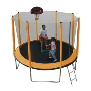 SkyBound SkySoar 14ft Outdoor Trampoline With Enclosure Net in Orange