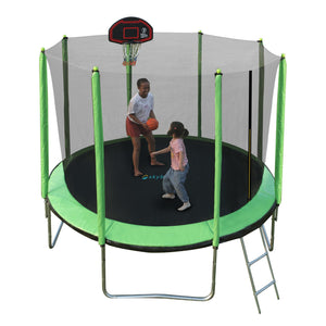 SkyBound SkySoar 10ft Outdoor Trampoline With Enclosure Net in Green