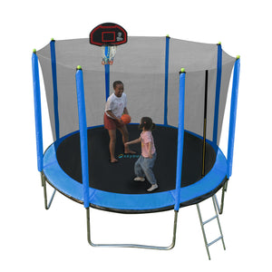 SkyBound SkySoar 10ft Outdoor Trampoline With Enclosure Net in Blue