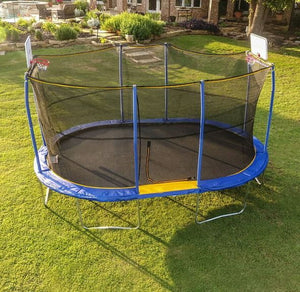 JumpKing 10’ x 15’ Oval Trampoline with Basketball Hoop Model JK1015OVWBH-DAL