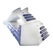 Inflatable pool toy with blue accents on a white background