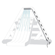 White shower with multiple streams of water on a white background