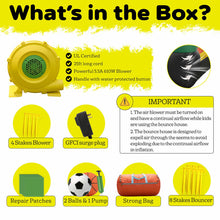 Product packaging with features and contents listed on a yellow and white background