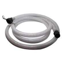 White hose with black connectors on a white background