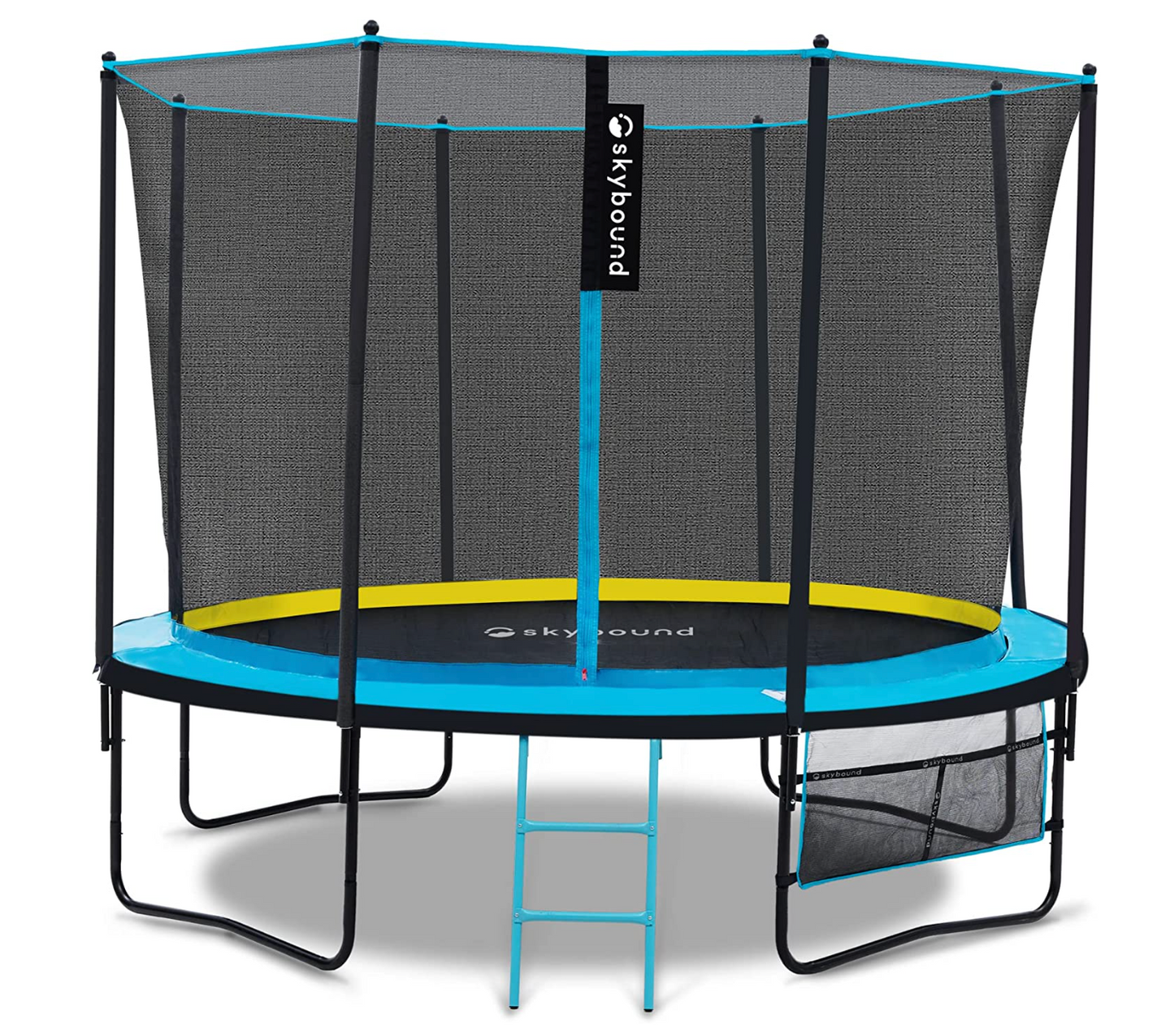 SkyBound SkyRise Straight Pole 12ft Trampoline With Enclosure Net in Blue