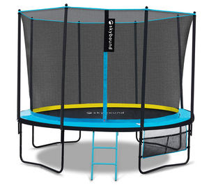 SkyBound SkyRise Straight Pole 14ft Trampoline With Enclosure Net in Blue
