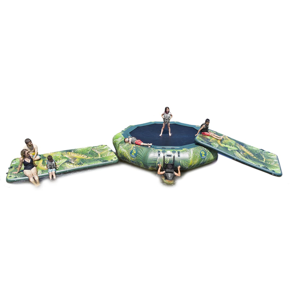 Bouncy Trampolines Island Hopper 15’ Water Bouncer Lakeside Water Park with 1 Lakeside