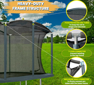 Upper Bounce Machrus Moxie 8 x 12 FT Rectangular Outdoor Trampoline Set with Premium Safety Enclosure Model MXRTG03-812-OG