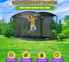 Upper Bounce Machrus Moxie 8 x 12 FT Rectangular Outdoor Trampoline Set with Premium Safety Enclosure Model MXRTG03-812-OG