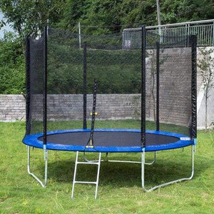 B2B 10FT Recreational Trampoline with Safe Enclosure Net Waterproof Jumping Mat,Simple Ladder,Max Weight Capacity 661 LB for 3-4 Kids,Blue -