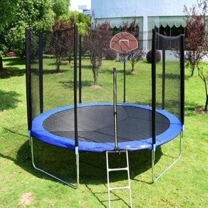 B2B 12FT Trampoline with Basketball Hoop-Kids Trampoline with Trampoline Accessories: Trampoline Ladder Safety Trampoline Net Spring Cover 