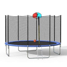 B2B 12FT Round Trampoline with Safety Enclosure Net & Ladder Spring Cover Padding Basketball Hoop Outdoor Activity - SM000030CAA - Round 