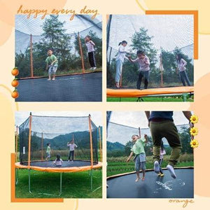 B2B 14 Ft Trampoline with Enclosure Net Outdoor Fitness Trampoline PVC Spring Cover Padding for Children and Adults - W47022815 - Round 