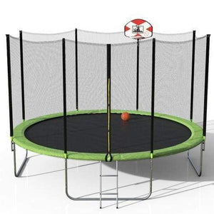 B2B 14-Feet Round Trampoline with Safety Enclosure Basketball Hoop and Ladder - SM000010FAA - Round Trampolines