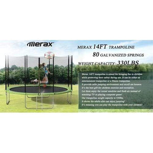 B2B 14-Feet Round Trampoline with Safety Enclosure Basketball Hoop and Ladder - SM000010FAA - Round Trampolines