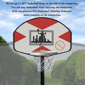 B2B 14-Feet Round Trampoline with Safety Enclosure Basketball Hoop and Ladder - SM000010FAA - Round Trampolines