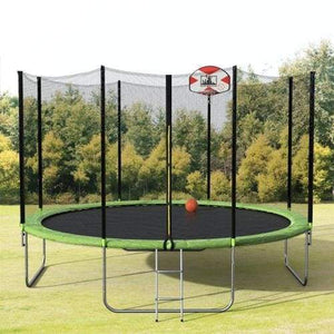 B2B 14-Feet Round Trampoline with Safety Enclosure Basketball Hoop and Ladder - SM000010FAA - Round Trampolines