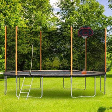 B2B 14FT outdoor garden powder-coated trampoline with basketball hoop ladder and enclosure - W550S00001 - Round Trampolines
