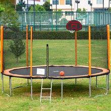 B2B 14FT outdoor garden powder-coated trampoline with basketball hoop ladder and enclosure - W550S00001 - Round Trampolines