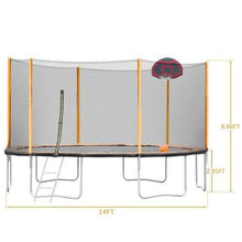 B2B 14FT outdoor garden powder-coated trampoline with basketball hoop ladder and enclosure - W550S00001 - Round Trampolines