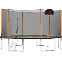 B2B 14FT outdoor garden powder-coated trampoline with basketball hoop ladder and enclosure - W550S00001 - Round Trampolines