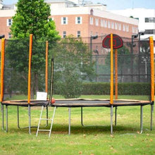 B2B 14FT outdoor garden powder-coated trampoline with basketball hoop ladder and enclosure - W550S00001 - Round Trampolines