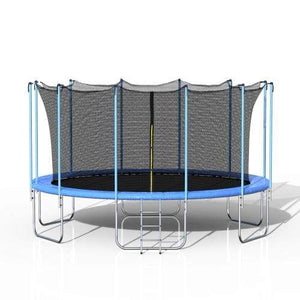 B2B 16FT Round Trampoline with Safety Enclosure Net & Ladder Spring Cover Padding Outdoor Activity - SM000050CAA - Round Trampolines