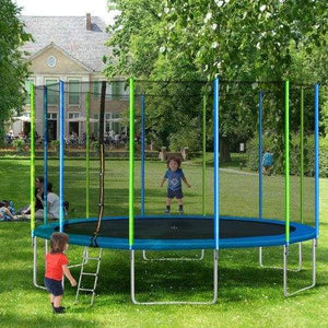 B2B 16FT Trampoline for Kids with Safety Enclosure Net Ladder and 12 Wind Stakes Round Outdoor Recreational Trampoline - SW000041AAC - Round