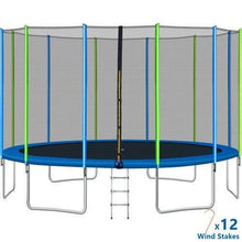 B2B 16FT Trampoline for Kids with Safety Enclosure Net Ladder and 12 Wind Stakes Round Outdoor Recreational Trampoline - SW000041AAC - Round