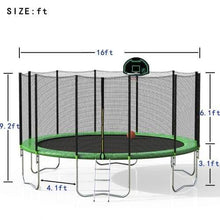 B2B 16FT Round Trampoline with Safety Enclosure Net & Ladder Spring Cover Padding Basketball Hoop Outdoor Activity - SM000040FAA - Round 