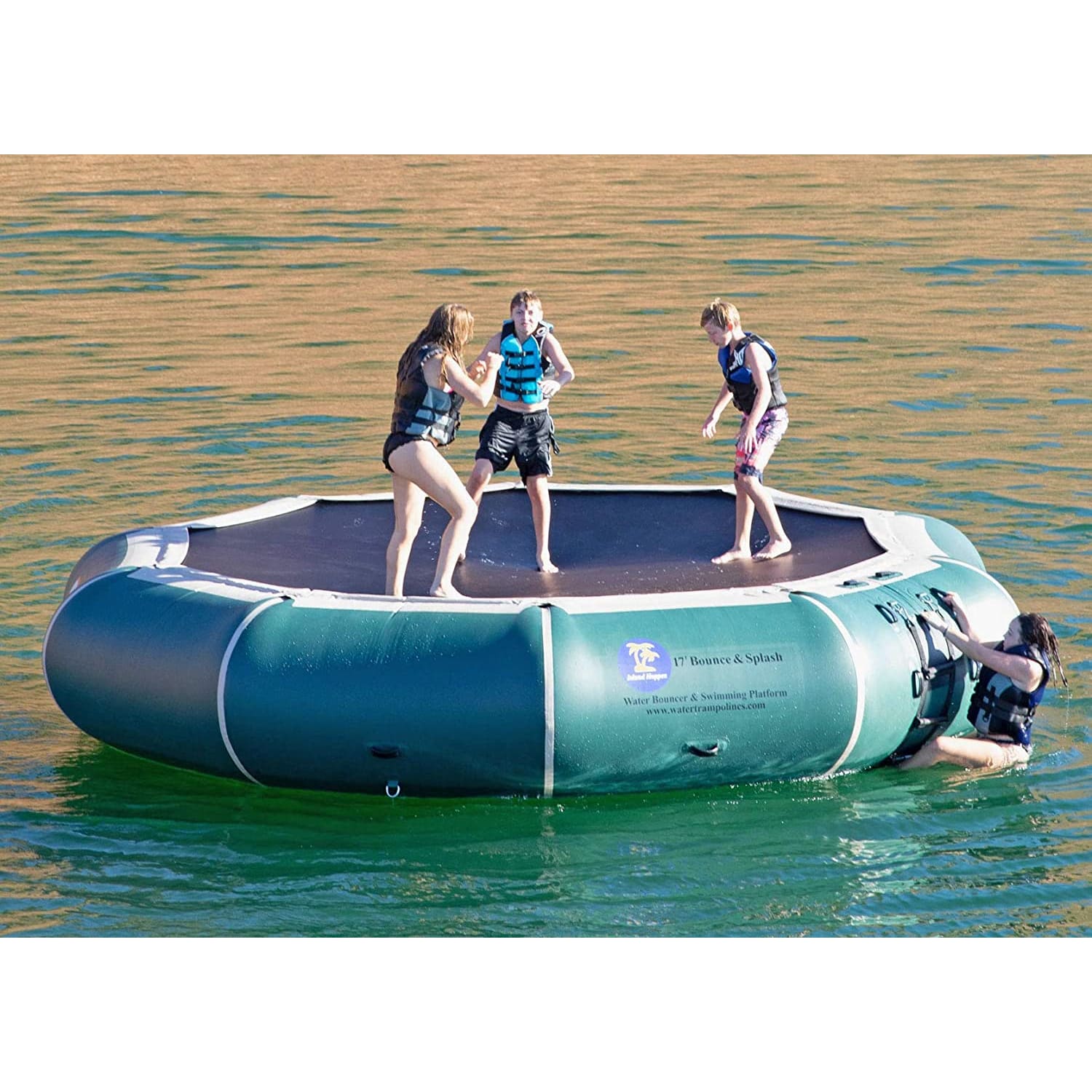 Bouncy Trampolines Island Hopper 17 Springless Water Bouncer Bounce Splash Recreational Grade