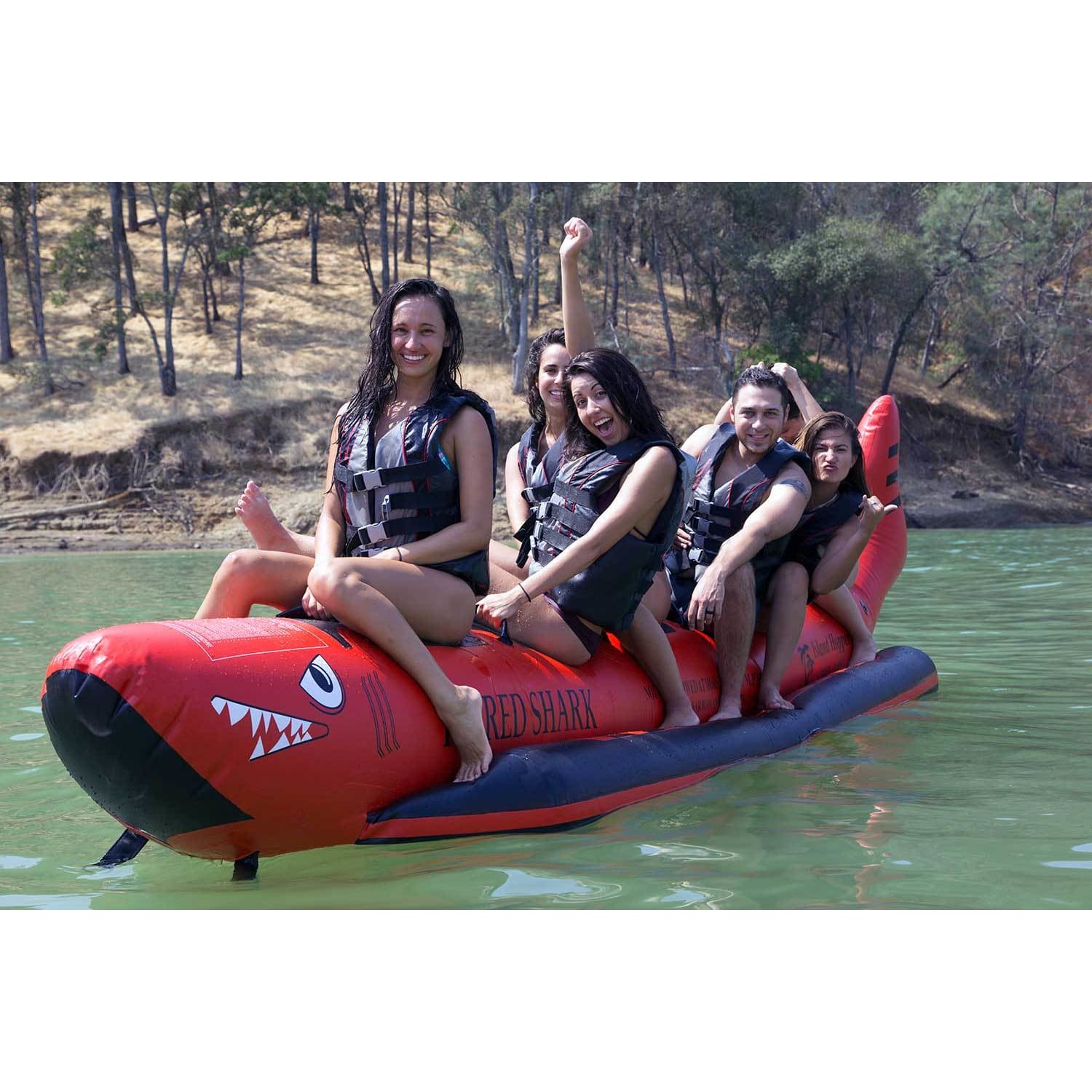 Bouncy Trampolines - Island Hopper Red Shark Banana Boat 6