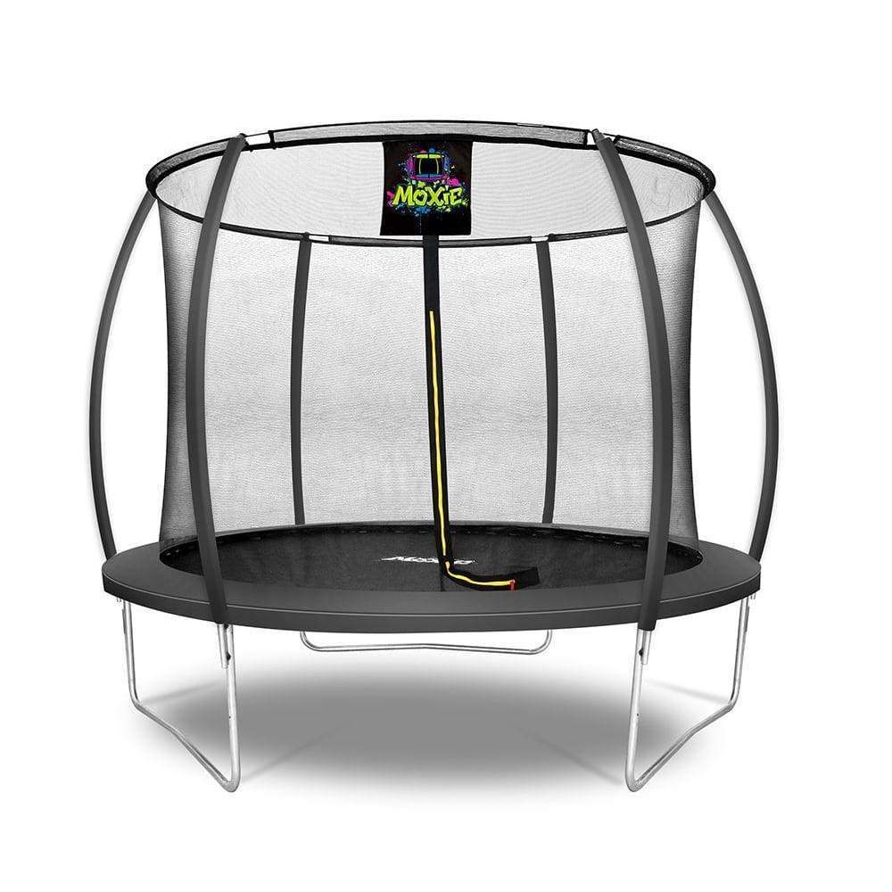 Moxie Pumpkin Shaped Outdoor Trampoline Set with Premium Top Ring Frame Safety Enclosure 10 FT Black MXSF03 10 BK