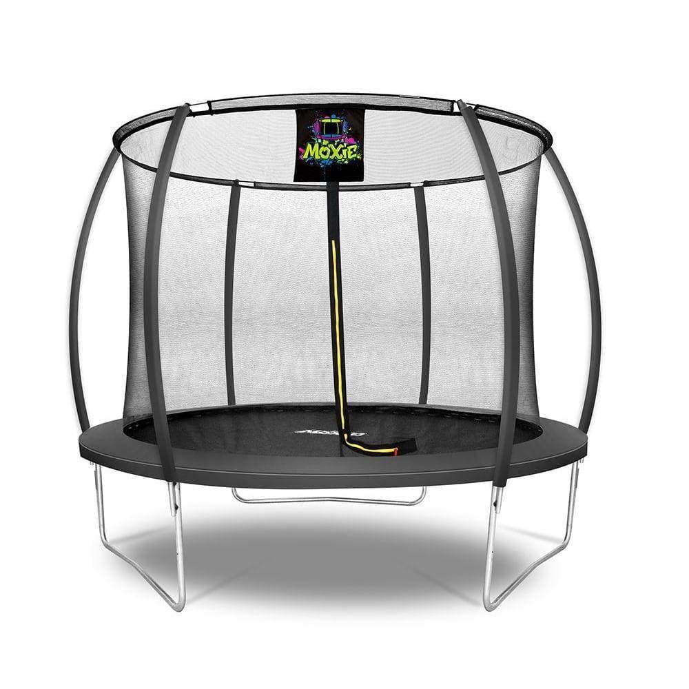 Moxie™ Pumpkin-Shaped Outdoor Trampoline Set with Premium Top-Ring Frame Safety Enclosure 10 FT - Black - Round Trampolines