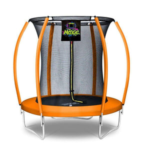 Moxie™ Pumpkin-Shaped Outdoor Trampoline Set with Premium Top-Ring Frame Safety Enclosure 6 FT - Orange - Round Trampolines