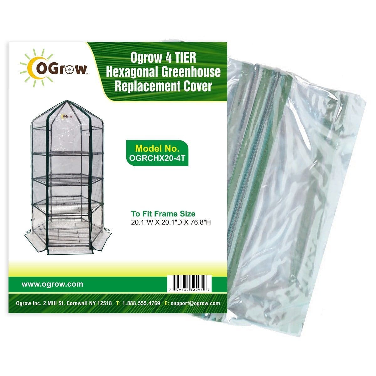 oGrow 4 Tier Hexagonal Greenhouse Replacement Cover - To Fit Frame Size 20 1W X 20 1D X 76 8H - Greenhouses & Accessories