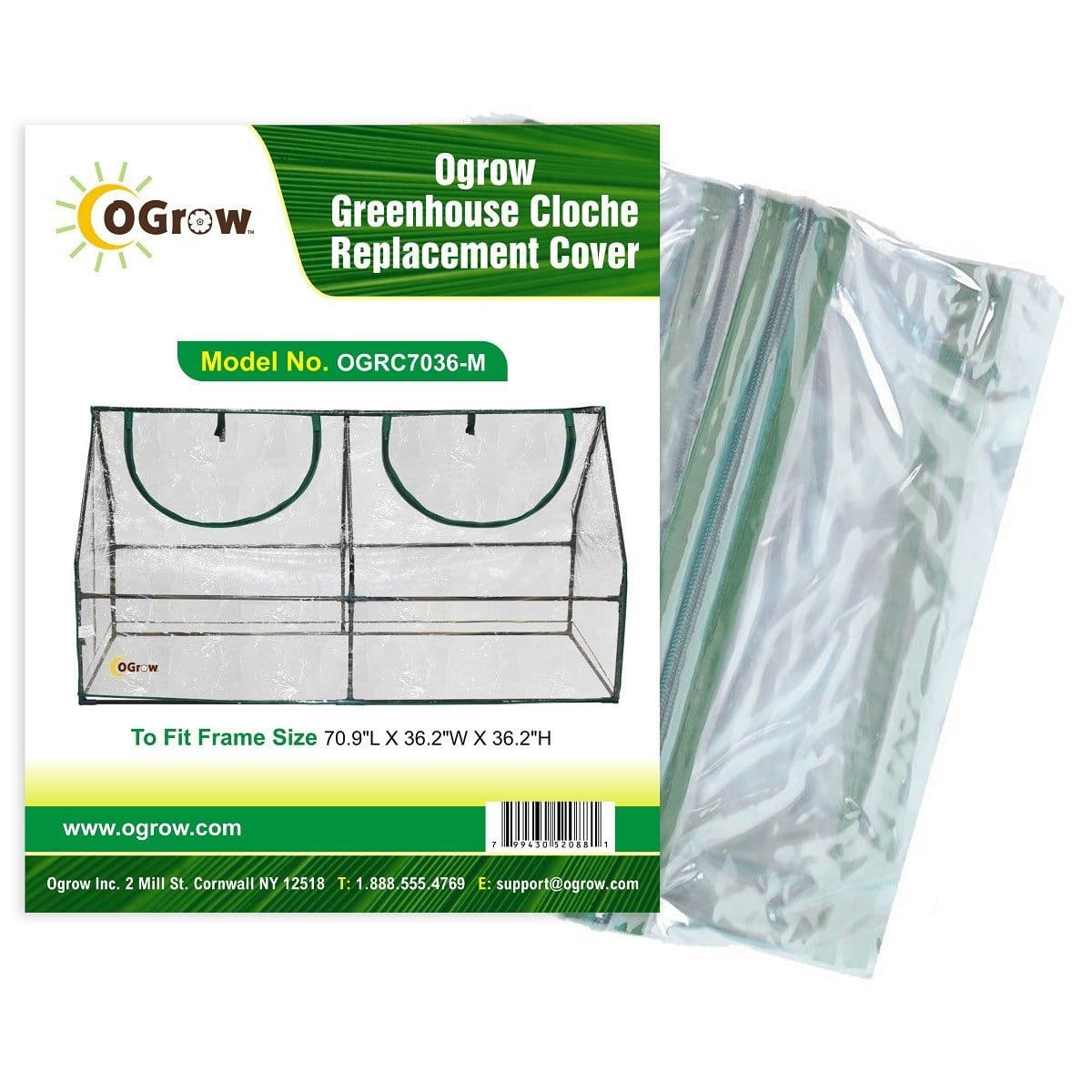 oGrow Greenhouse Cloche Replacement Cover - To Fit Frame Size  70 9L X 36 2W X 36 2H - Greenhouses & Accessories